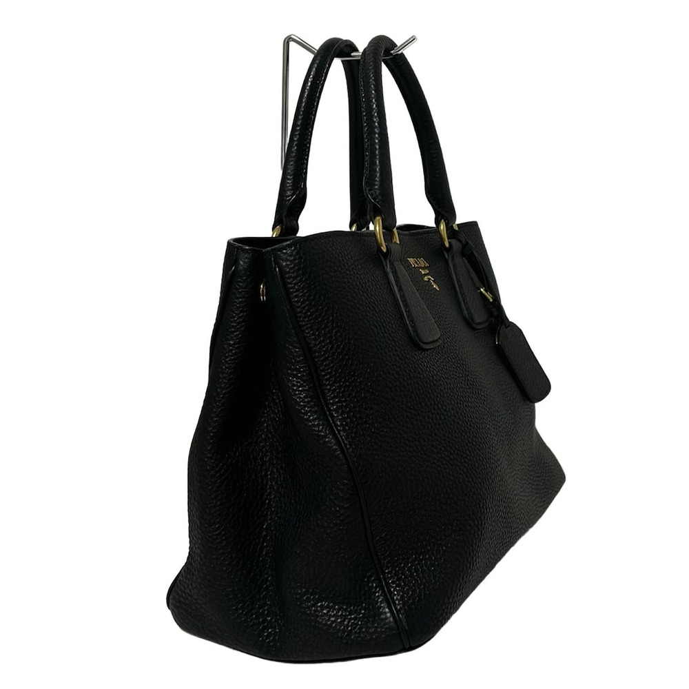 Prada Bag Handbag Double Black Leather